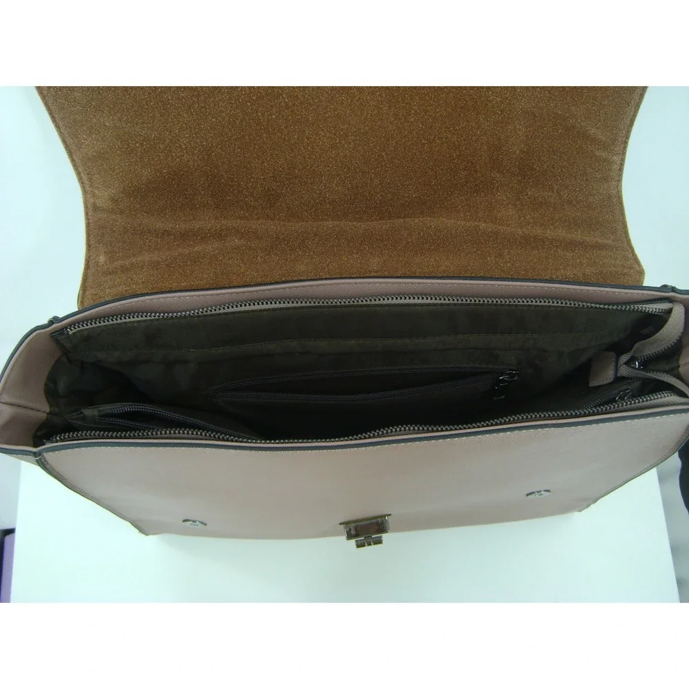 EASEGAVE Mauve Pink Faux Leather Laptop Bag Briefcase Satchel Professional